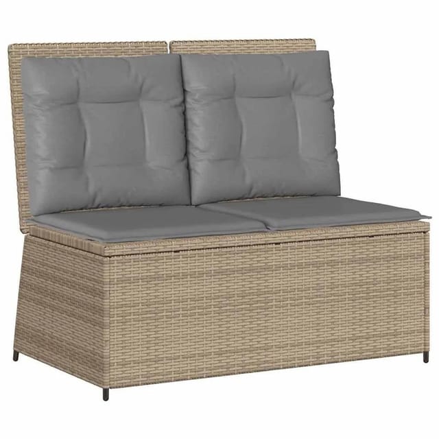 vidaXL Gartenbank mit Kissen Beige Poly Rattan 3394470