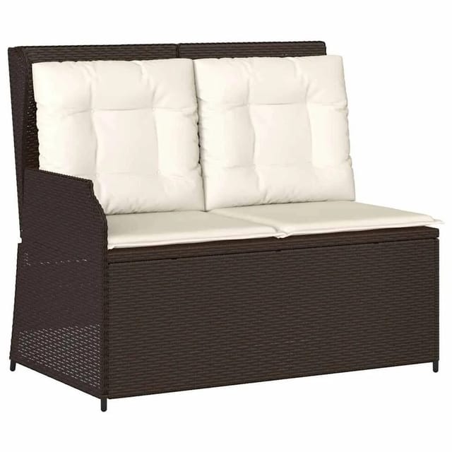 vidaXL Gartenbank mit Kissen Braun Poly Rattan 3394450