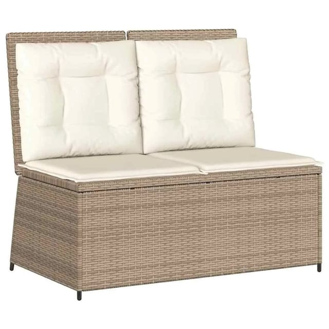 vidaXL Gartenbank mit Kissen Beige Poly Rattan 3394471