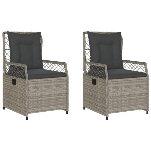 vidaXL Gartensessel 2 Stk Verstellbar Hellgrau Poly Rattan 368666