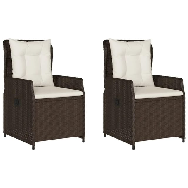 vidaXL Gartensessel 2 Stk Verstellbar Braun Poly Rattan 368653