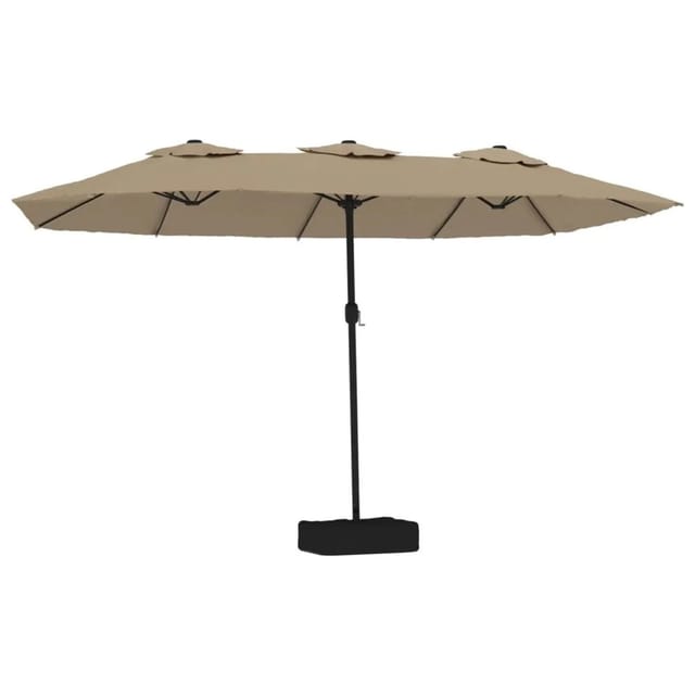 vidaXL Doppel-Sonnenschirm mit LED-Leuchten Taupe 449x265 cm 362956
