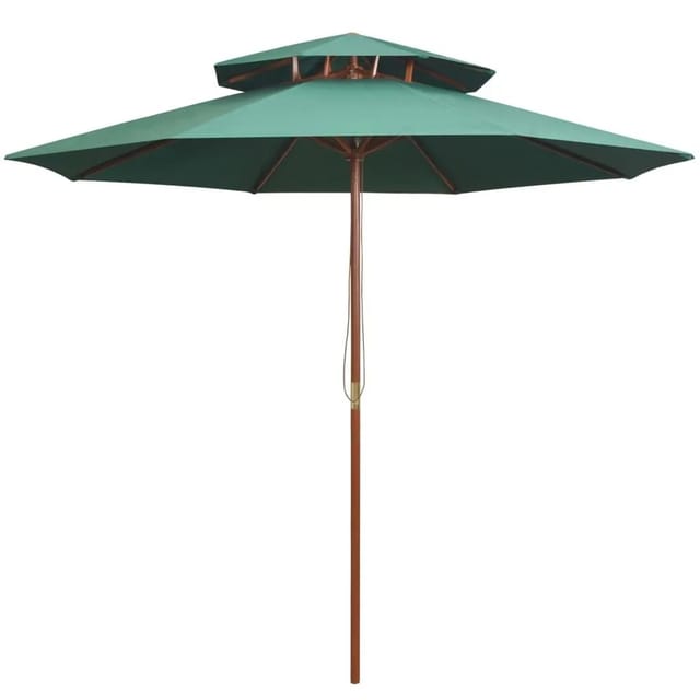 vidaXL Sonnenschirm mit Entlüftung 270x270 cm Holzmast Grün 42963