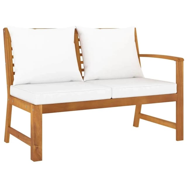 vidaXL Gartenbank 114,5 cm mit Creme Kissen Massivholz Akazie 311838