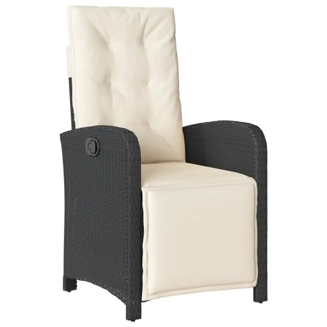 vidaXL Gartensessel mit Fußteil Verstellbar Schwarz Poly Rattan 365184