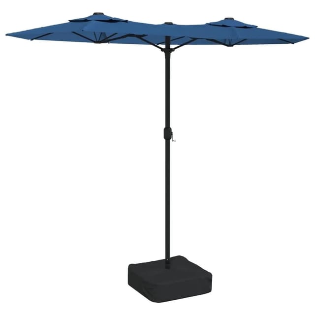 vidaXL Doppel-Sonnenschirm mit LED-Leuchten Azurblau 316x145 cm 362976