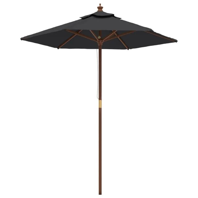 vidaXL Sonnenschirm mit Holzmast Schwarz 196x231 cm 363165