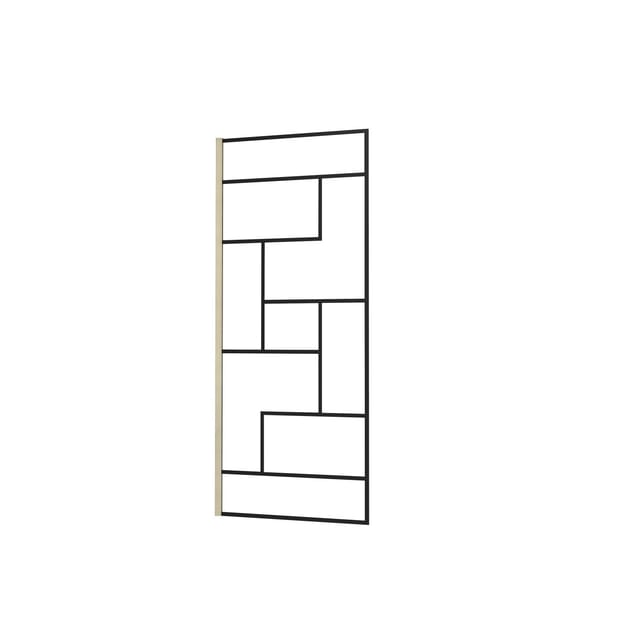 AICA Walk in Duschwand B.140xH.200cm mit 200cm Wandrahmen aus Goldfarbenem Edelstahl Nano Glas Unregelmäßige Streifen Duschabtrennung