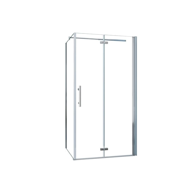 AICA Duschkabine B.95xH.195cm mit B.90xH.195cm Seitenwand 6mm Klares ESG Duschwand Duschabteilung Falttür Scharniertür