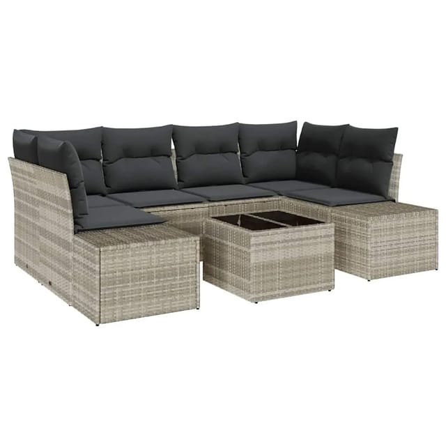 vidaXL Gartensofa-set 8-Tlg Hellgrau und Dunkelgrau Poly-Rattan 3355631