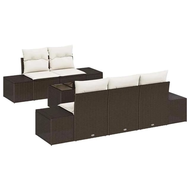 vidaXL Gartensofa-set mit Kissen 6-Tlg Braun und Creme Poly-Rattan 3355607