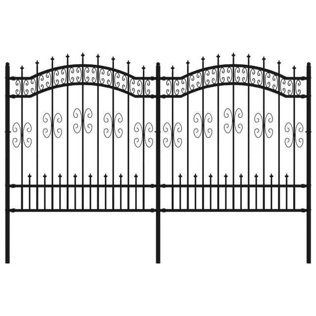 vidaXL Gartenzaun mit Speerspitze Schwarz 240 x 125 cm Pulverbeschichteter Stahl 151086