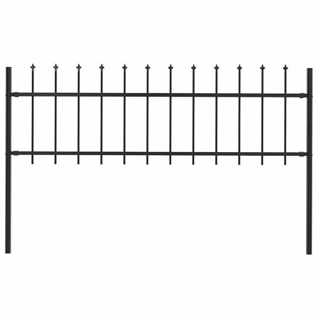 vidaXL Gartenzaun mit Speerspitzen Stahl 1,8 m Schwarz 144923