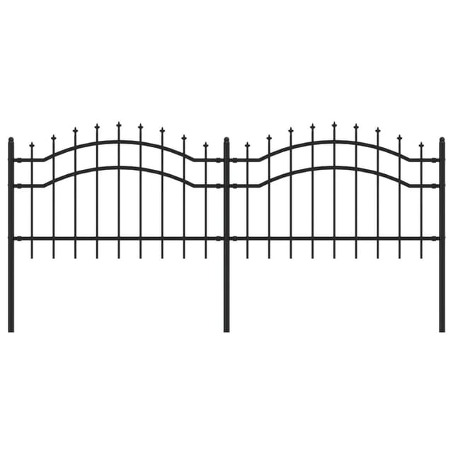 vidaXL Gartenzaun mit Speerspitze Schwarz 239 x 75 cm Pulverbeschichteter Stahl 151079