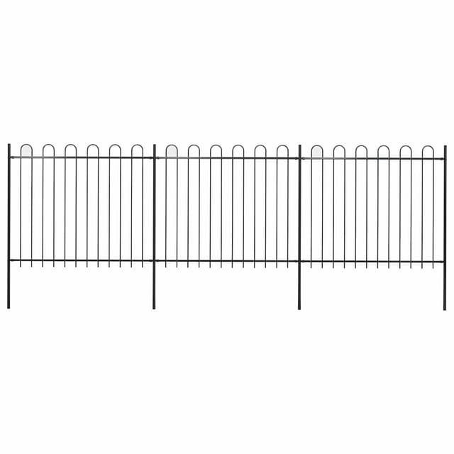 vidaXL Gartenzaun mit Rundbogen Stahl 537 x 150 cm Schwarz 277676