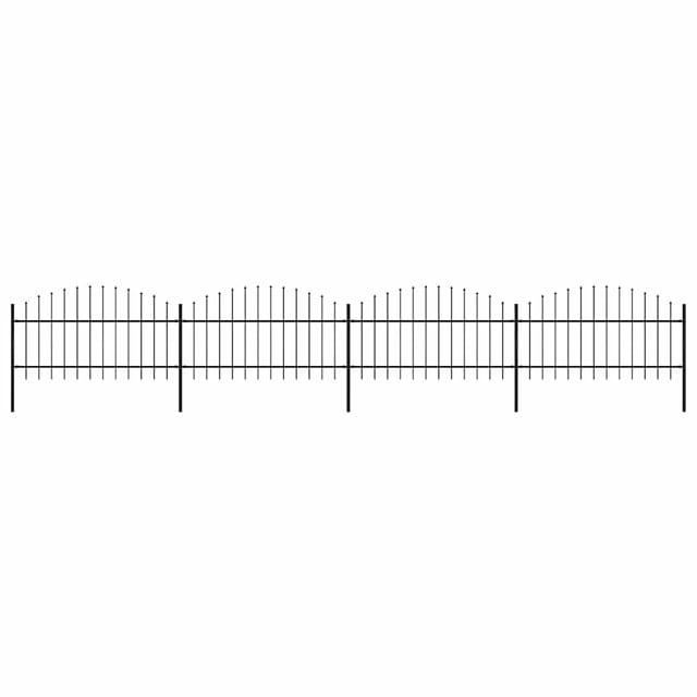 vidaXL Gartenzaun mit Speerspitze Stahl 714,5 x 125 cm Schwarz 277724