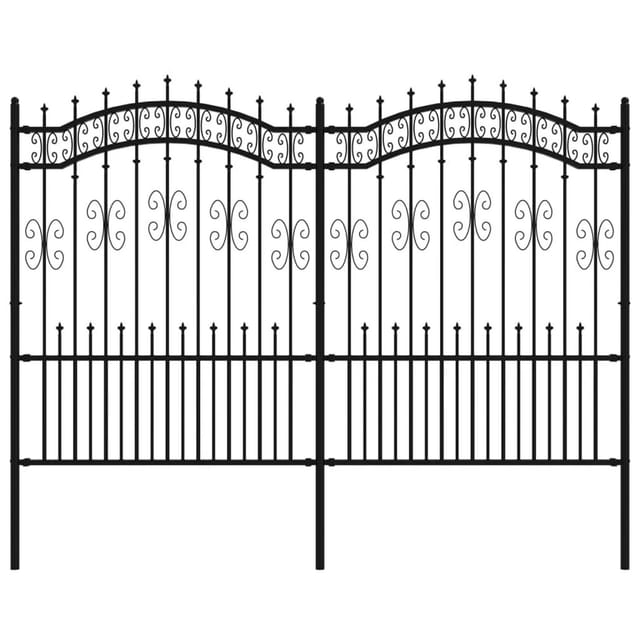 vidaXL Gartenzaun mit Speerspitze Schwarz 240 x 150 cm Pulverbeschichteter Stahl 151087