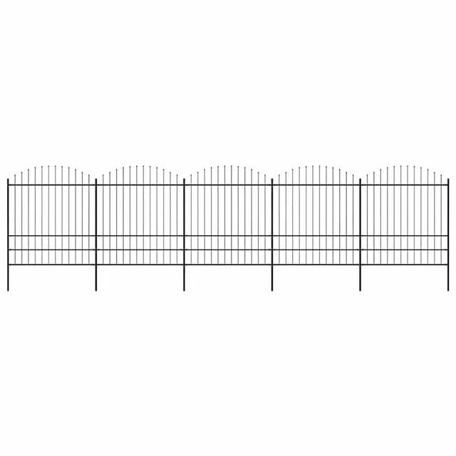 vidaXL Gartenzaun mit Speerspitze Stahl 892,5 x 200 cm Schwarz 277752