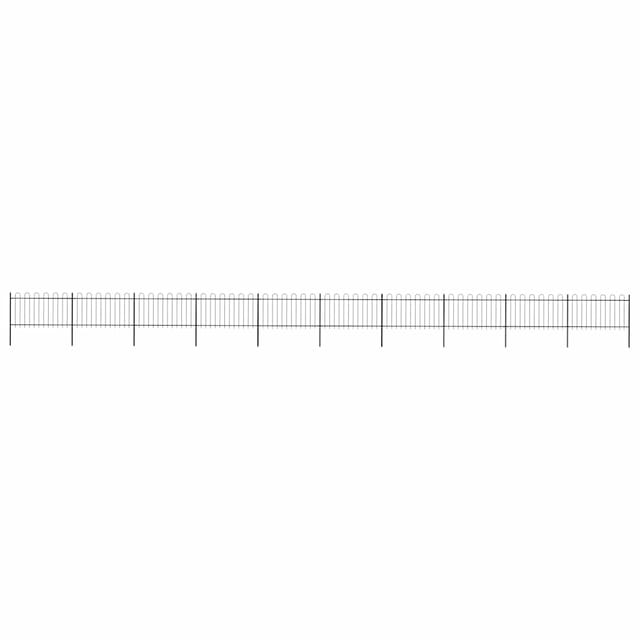 vidaXL Gartenzaun mit Rundbogen Stahl 1781,5 x 100 cm Schwarz 277665