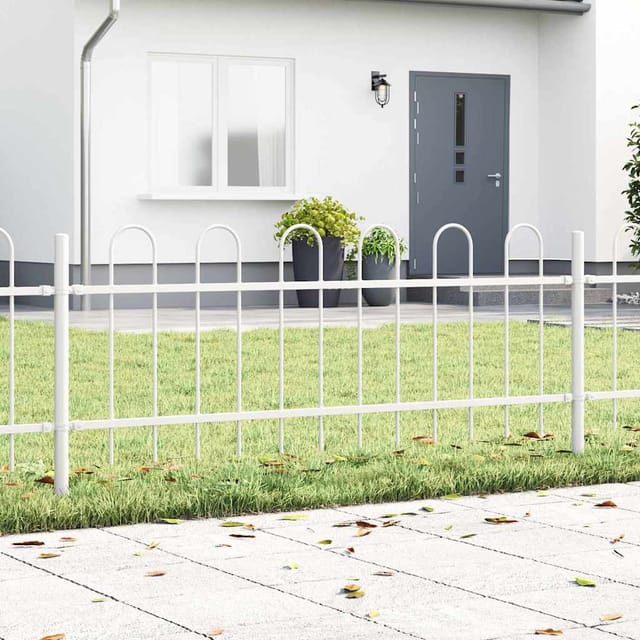 vidaXL Gartenzaun Weiß 6,8 x 0,6 m Pulverbeschichteter Stahl 3334083