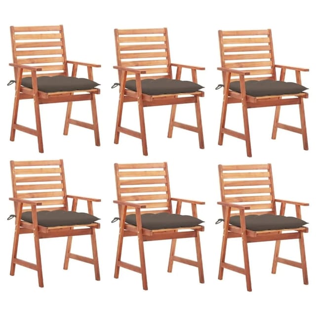vidaXL Garten-Essstühle 6 Stk mit Kissen Massivholz Akazie 3078370