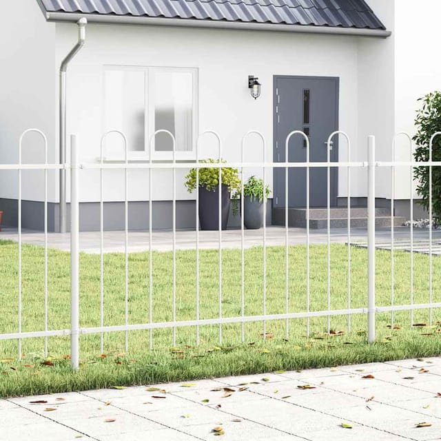 vidaXL Gartenzaun Weiß 5,1 x 1 m Pulverbeschichteter Stahl 3334065