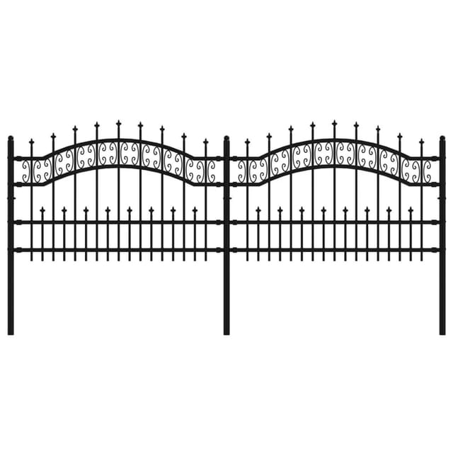vidaXL Gartenzaun mit Speerspitze Schwarz 240 x 75 cm Pulverbeschichteter Stahl 151084