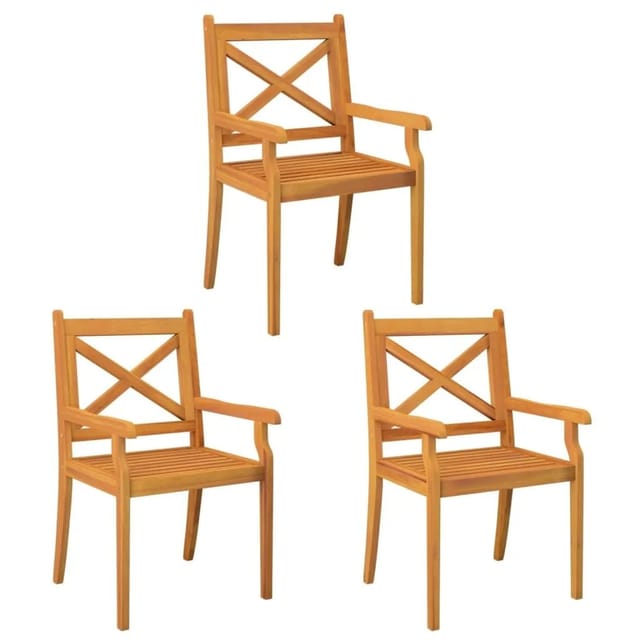 vidaXL Garten-Essstühle 3 Stk Massivholz Akazie 310306