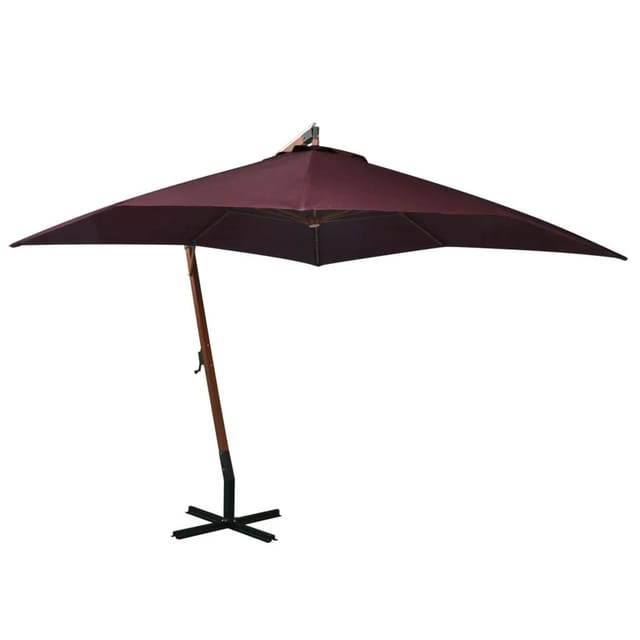 vidaXL Ampelschirm mit Mast Bordeauxrot 3x3 m Massivholz Tanne 313776