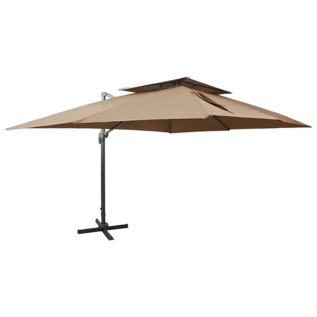 vidaXL Ampelschirm mit Lüftung 400x300 cm Taupe 312375