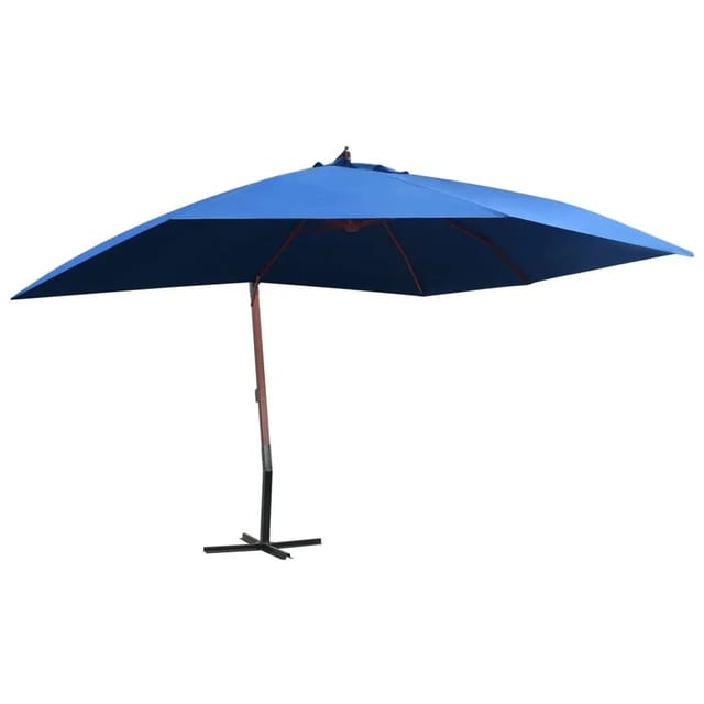 vidaXL Ampelschirm mit Holz-Mast 400x300 cm Blau 47123