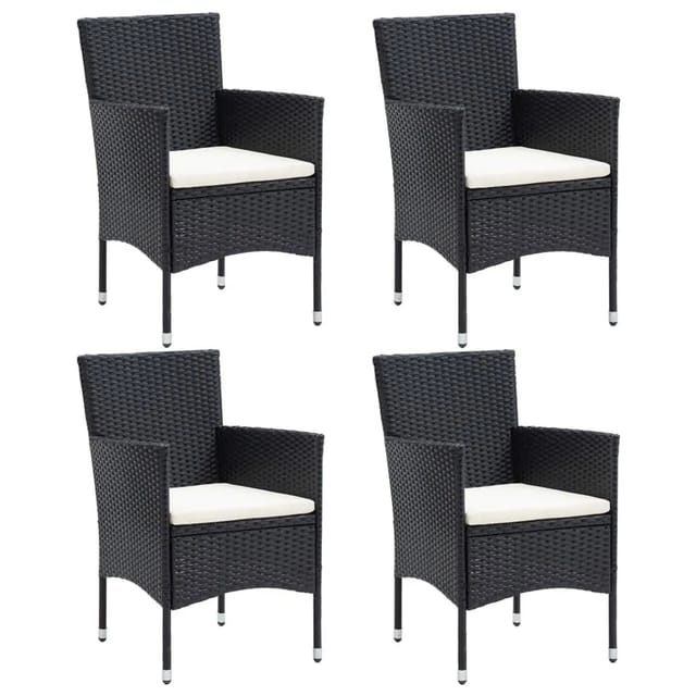 vidaXL Garten-Essstühle 4 Stk Poly Rattan Schwarz 310562