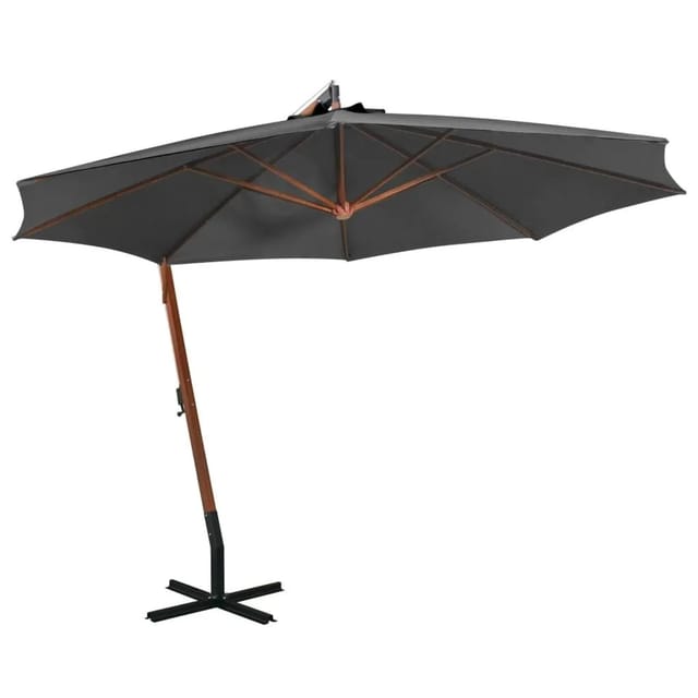 vidaXL Ampelschirm mit Mast Anthrazit 3,5x2,9 m Massivholz Tanne 313768