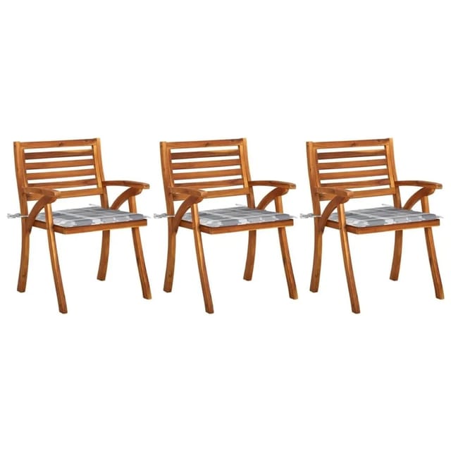 vidaXL Garten-Essstühle mit Kissen 3 Stk Massivholz Akazie 3060823