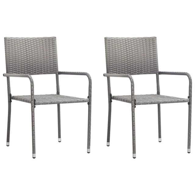 vidaXL Garten-Essstühle 2 Stk Stapelbar Grau Polyrattan 318699