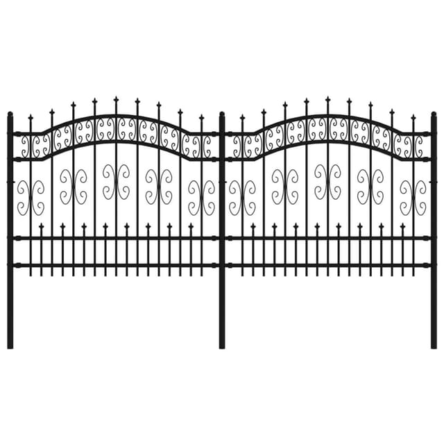 vidaXL Gartenzaun mit Speerspitze Schwarz 240 x 100 cm Pulverbeschichteter Stahl 151085