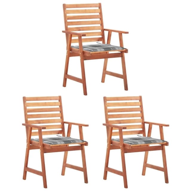 vidaXL Garten-Essstühle 3 Stk mit Kissen Massivholz Akazie 3064361