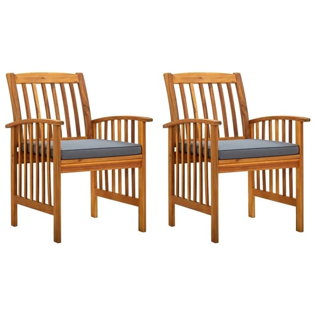 vidaXL Garten-Essstühle 2 Stk mit Kissen Massivholz Akazie 312130