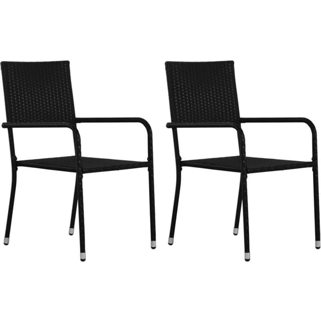 vidaXL Garten-Essstühle 2 Stk Stapelbar Schwarz Polyrattan 318718