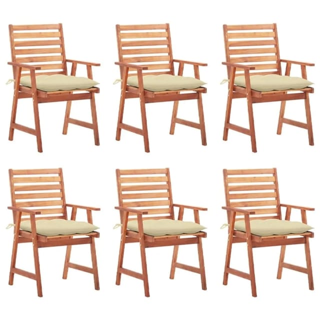 vidaXL Garten-Essstühle 6 Stk mit Kissen Massivholz Akazie 3078364