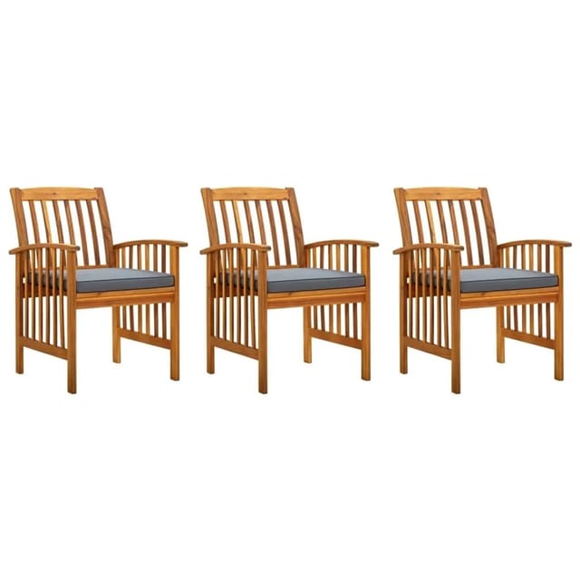 vidaXL Garten-Essstühle 3 Stk mit Kissen Massivholz Akazie 312131