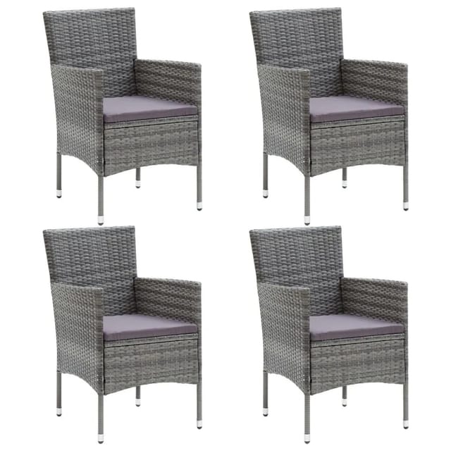 vidaXL Garten-Essstühle 4 Stk Poly Rattan Grau 310563