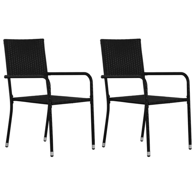 vidaXL Garten-Essstühle 2 Stk Stapelbar Schwarz Poly Rattan 318698