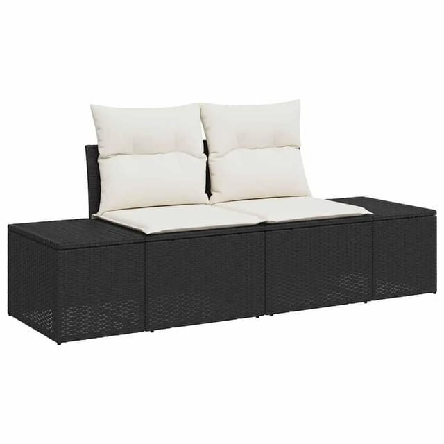 vidaXL Gartensofa-set mit Kissen 8-Tlg Schwarz und Creme Poly-Rattan 3355626