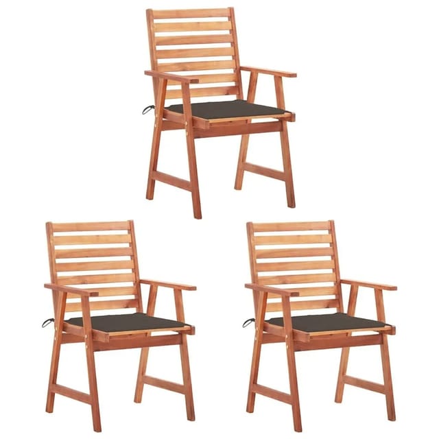 vidaXL Garten-Essstühle 3 Stk mit Kissen Massivholz Akazie 3064355