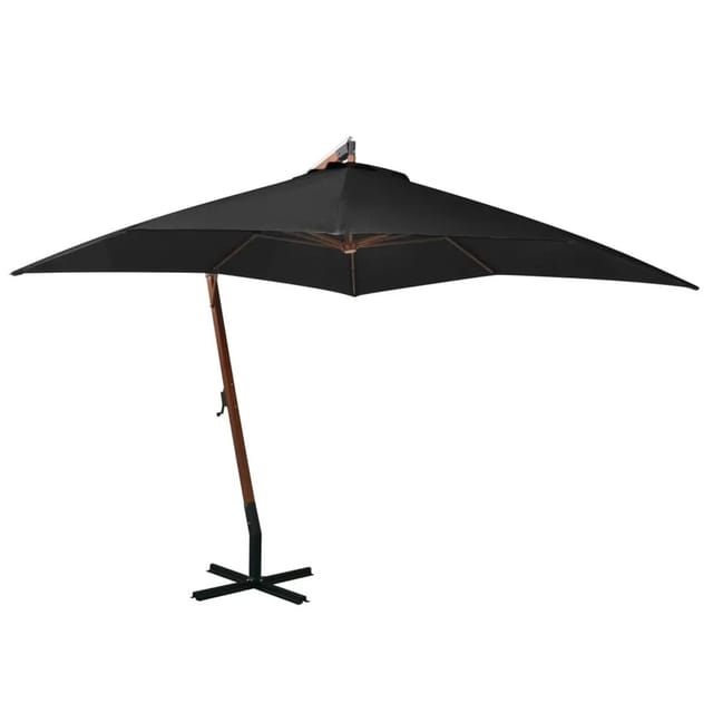 vidaXL Ampelschirm mit Mast Schwarz 3x3 m Massivholz Tanne 313778