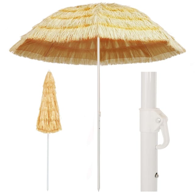 vidaXL Strandschirm Natur 240 cm Hawaii-Stil 44548