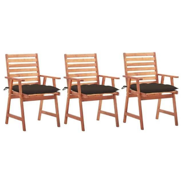 vidaXL Garten-Essstühle 3 Stk mit Kissen Massivholz Akazie 3064370