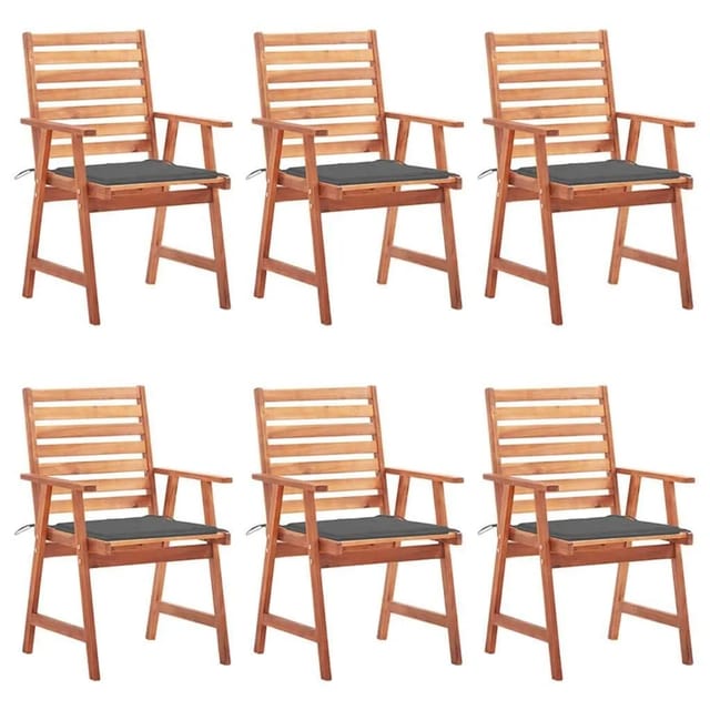 vidaXL Garten-Essstühle 6 Stk mit Kissen Massivholz Akazie 3078347