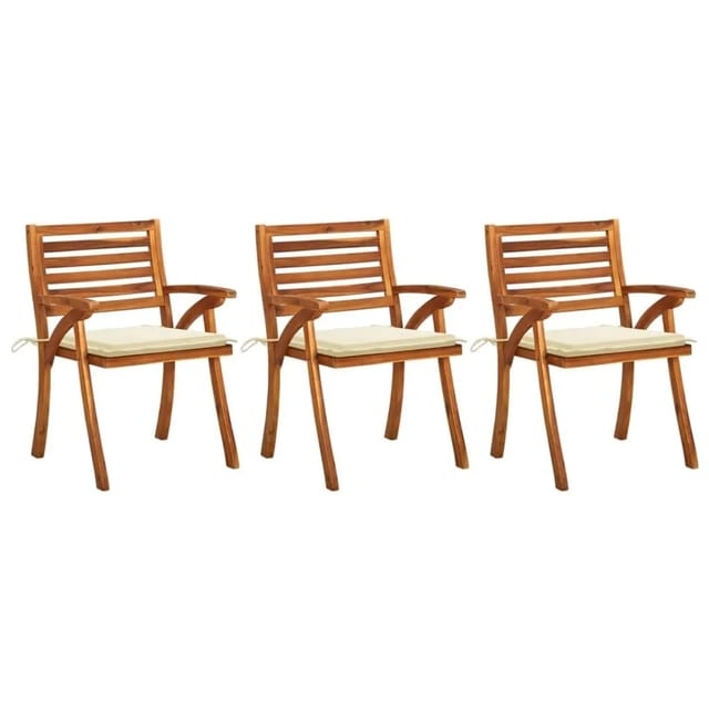 vidaXL Garten-Essstühle mit Kissen 3 Stk Massivholz Akazie 3060787